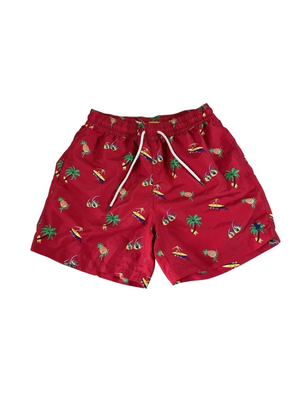 Polo Ralph Lauren Board Shorts  Surf Palm Trees Size Small Red